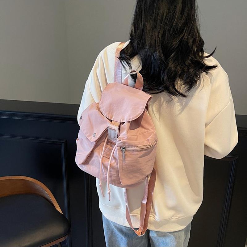 Women's Lightweight Nylon Candy Color Backpack Fashion Large Capacity Summer Travel Shoulder Bag Student Schoolbag For Outdoor Daily Use CLE