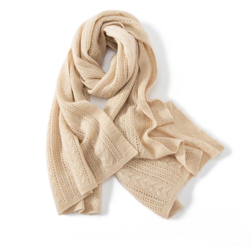 Women's Retro Cashmere Scarf - Autumn/Winter Knitted Shawl for Warmth and Style