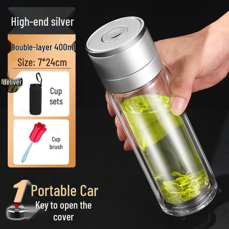 MINGHUI Tea Infuser Double-Wall Glass Bottle