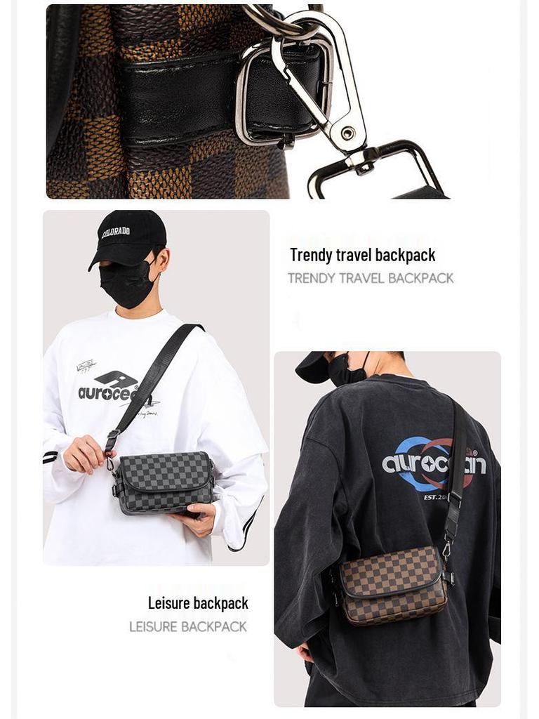 Trendy Plaid Men's Shoulder & Chest Crossbody Bag