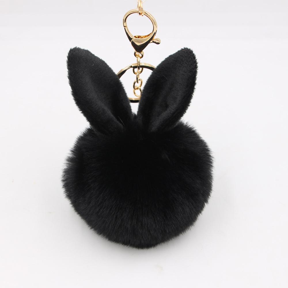 New Fluffy Keychain Pompom Rabbit Ear Toys Plush Rabbit Key Chain Fur Woman Bag Charms Keyring Car Pendant Holder Jewelry
