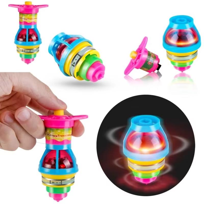 LED Flash Luminous Spinning Top  Ejection Design Colorful Light Gyroscope, Children Classic Fun Toy for Kids Indoor Outdoor Game