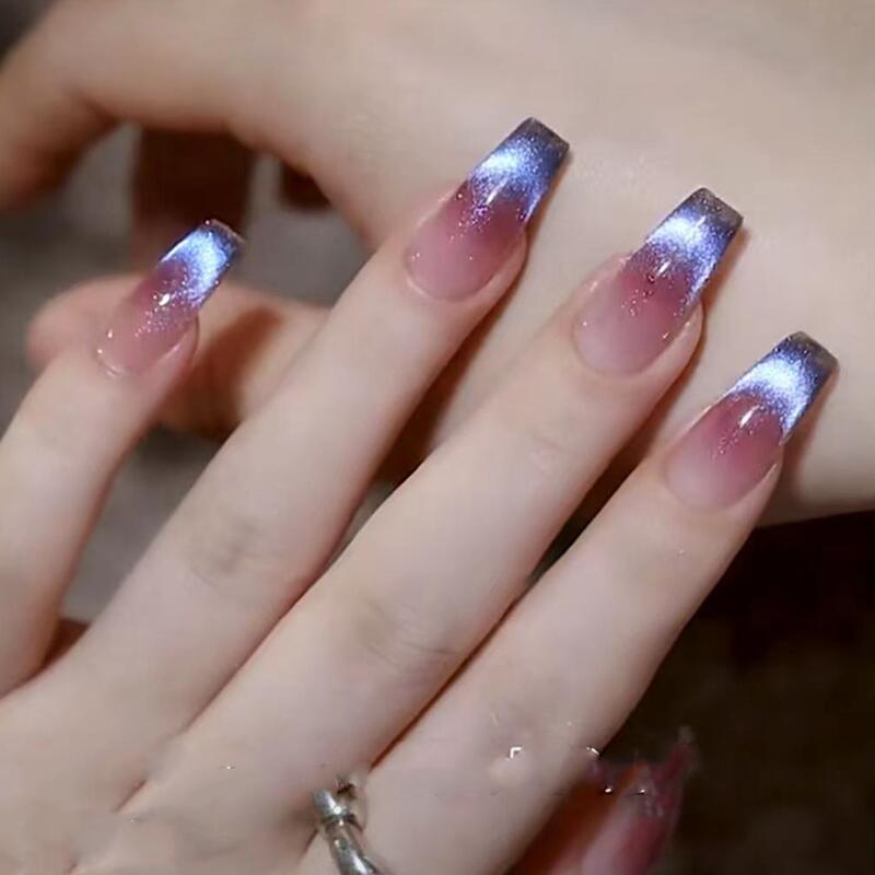 

Dynamic Cat Eye Press-on Nails: Removable Whitening Nail Stickers for Manicures 040 Middle Ladder - L