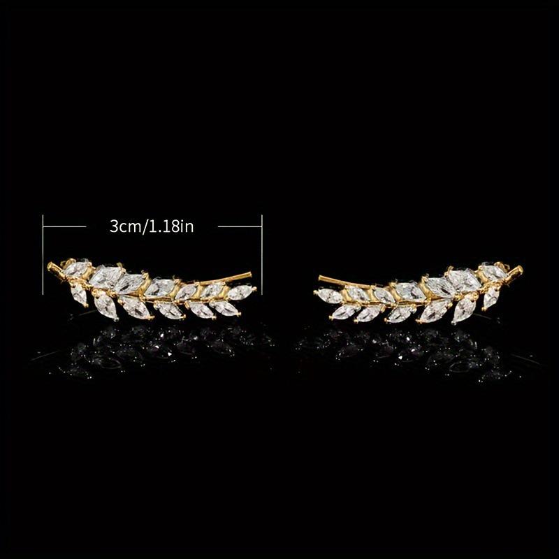 Elegant Zircon Wheat Leaf Earrings: Unique, Sparkling, and Versatile.