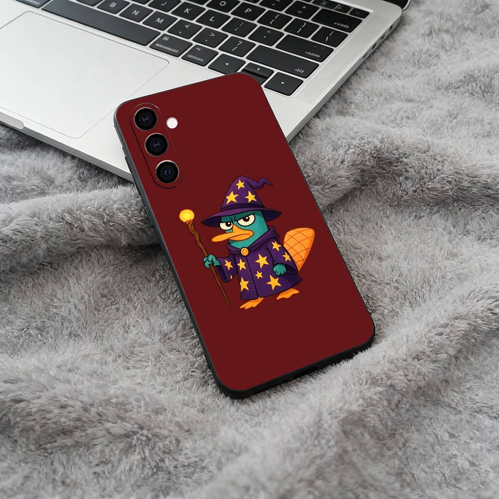 P-Perry Das P-Schnabeltier Schwarze Weiche Silikon Handyhülle für Samsung Galaxy A73, A71, A72, A70, A53, A52, A51
