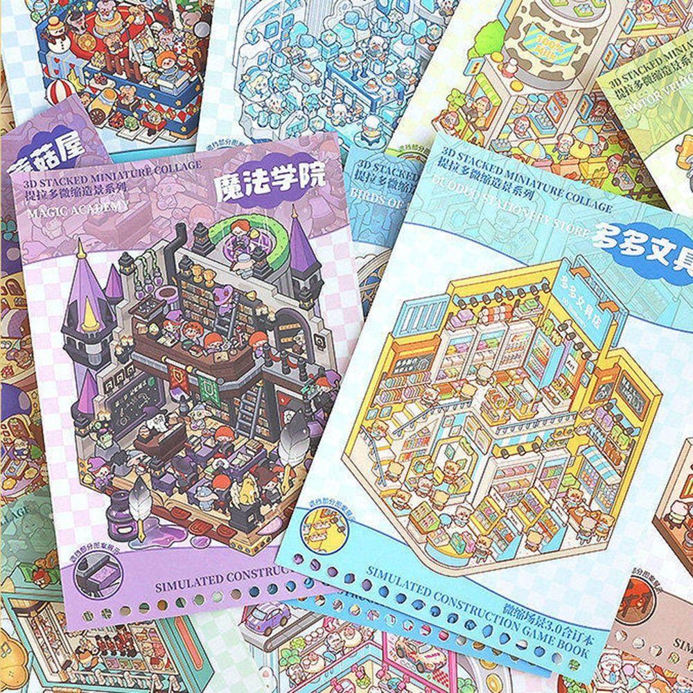 Cozy House Miniature Scene Collection Book 3D Hut Journal Stickers  Photo Prop
