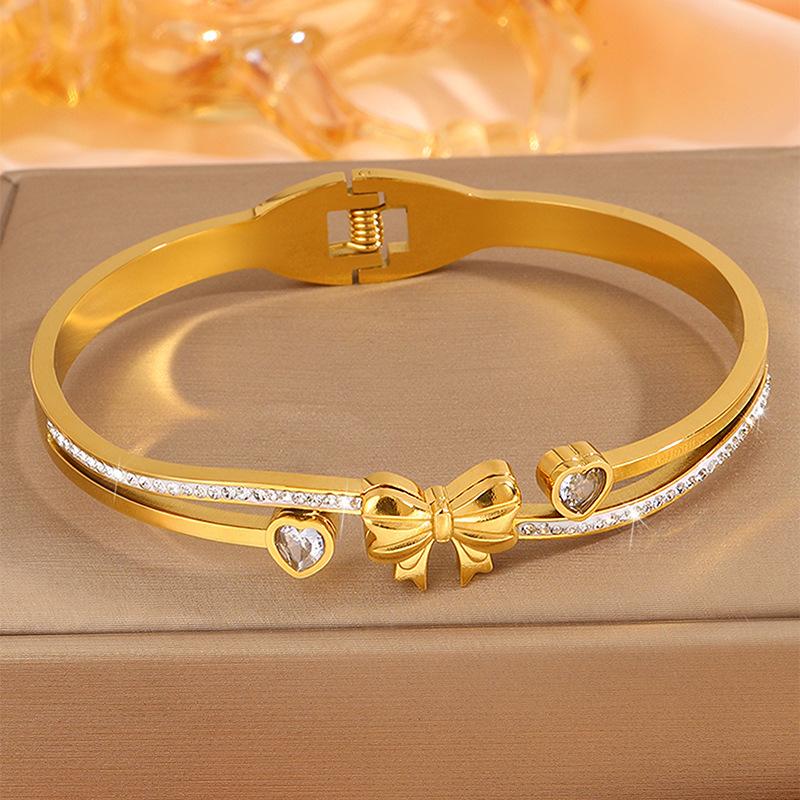 Fashionable Ladies Bow Love Jewelry Open Bracelet One Size(16-22CM)