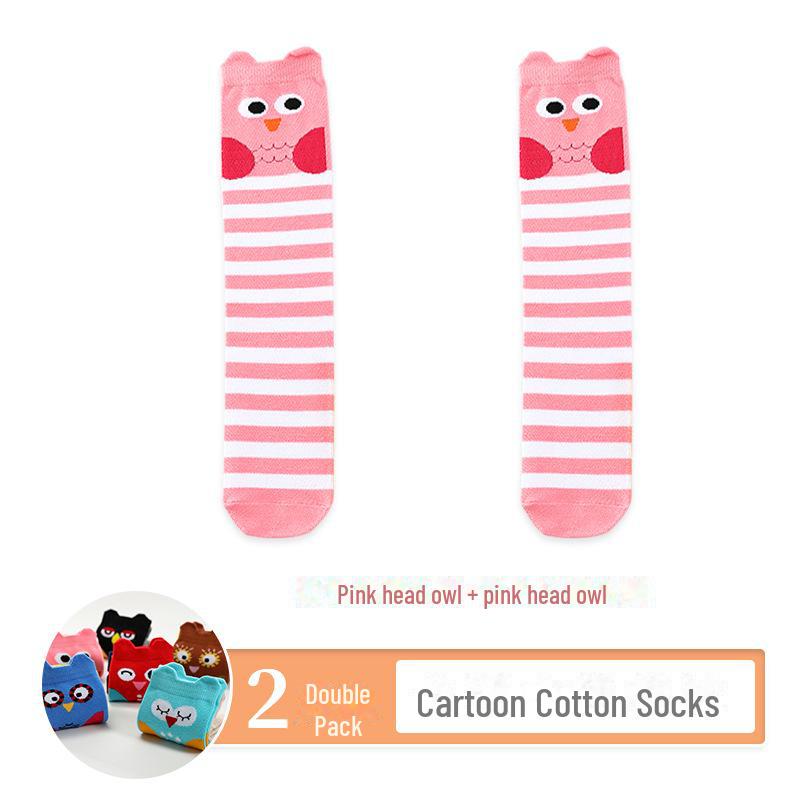 Kids' Cute Cartoon Knee-High Socks for Spring & Autumn - Mid-Tube, Long Pile Socks for Girls & Babies