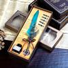 1SET Blue Peacock Mechanical Punk Wind Wing Pen Dipping Pen Ink Advertising Gift Pen Quill Set
