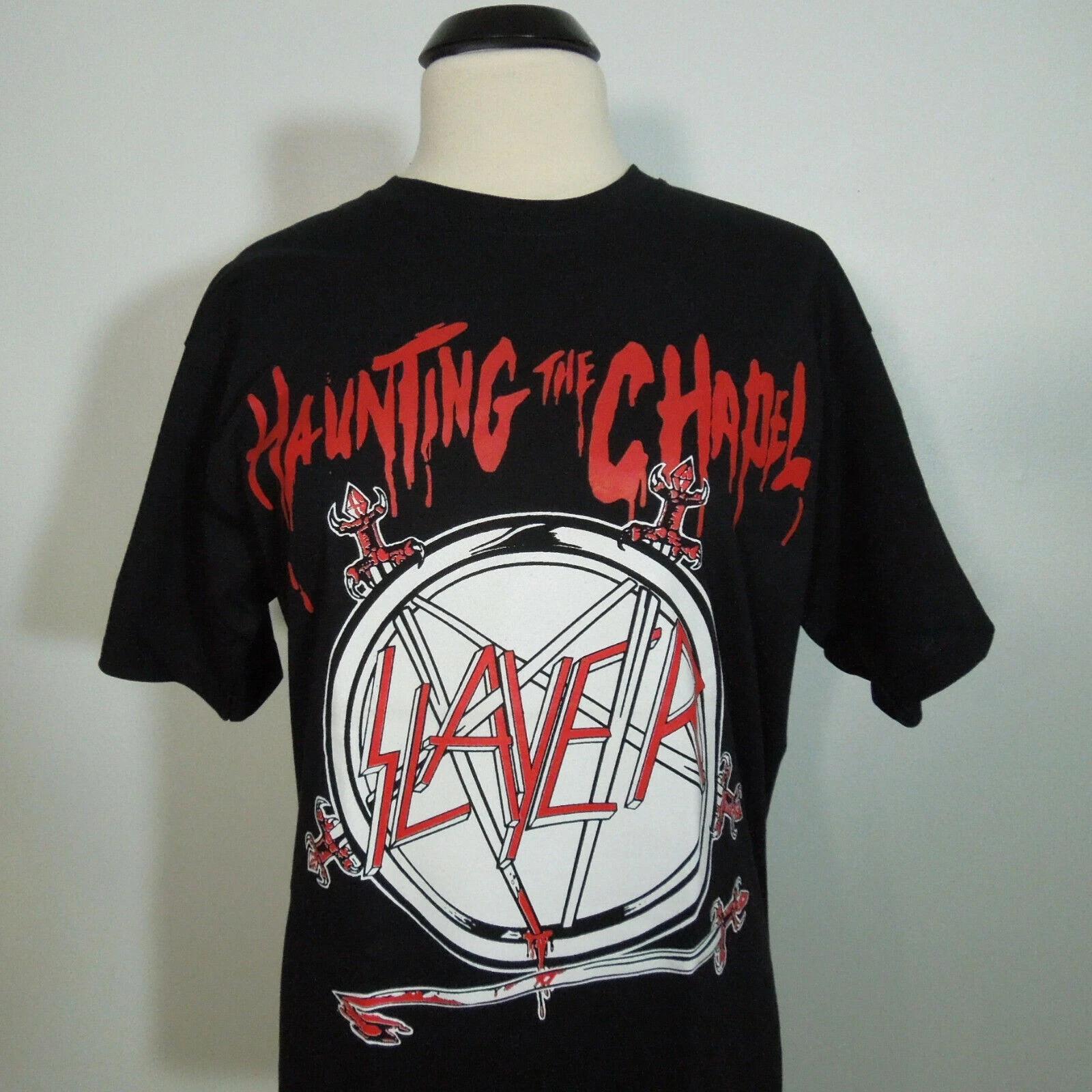 SLAYER Haunting The Chapel S SMALL T-Shirt Yazbek Black Band Logo 3XL