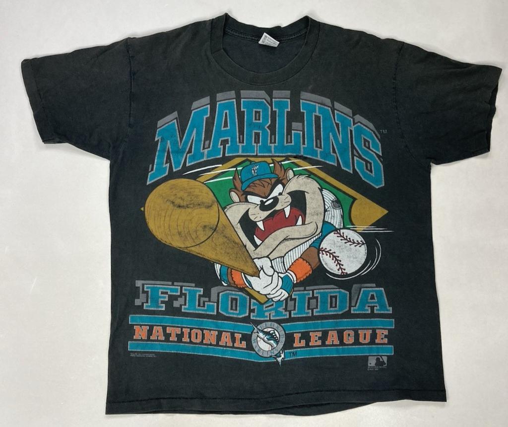 VINTAGE Florida Marlins Taz 1993 Graphic T-shirt Men XL 90s Single Stitch