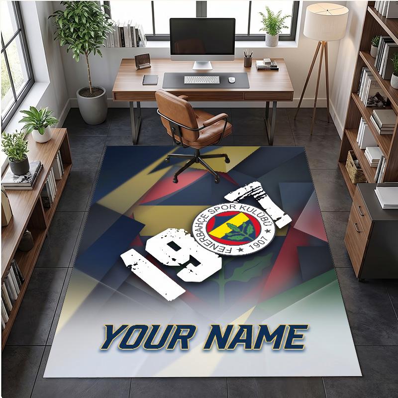 Crystal Velvet Rug Fenerbahçe FC Print Custom Name Text Floor Mat Home Decor