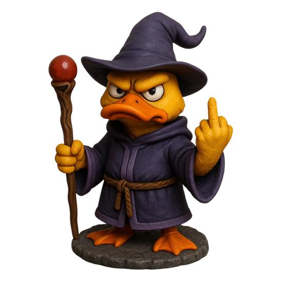 Wizard Duck Figurine Resin Middle Finger Ducks Tabletop Centerpiece Halloween Collectible Ornament for Home Decor