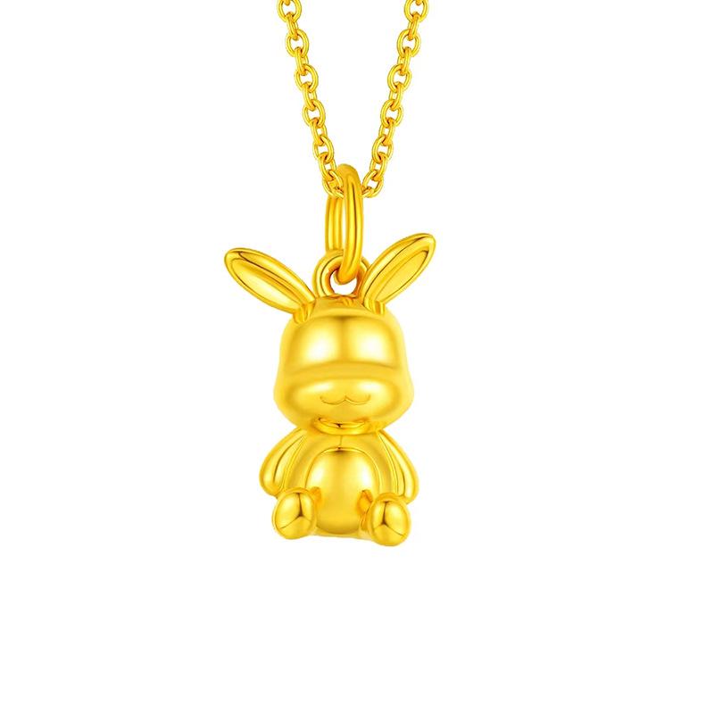 Vietnamese Gold Money Rabbit Zodiac Pendant Necklace – Cute Rabbit Clavicle Chain for Women