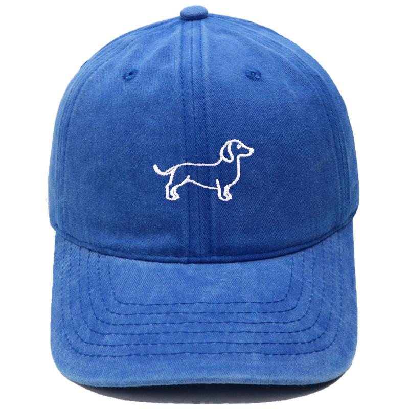New cartoon cute puppy embroidered baseball cap washed retro simple men's and women's casual versatile sunshade cap