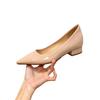 2025 spring and autumn new inner height increase single shoes women's leather pointed head shallow mouth thick heel work commuter small leather sho