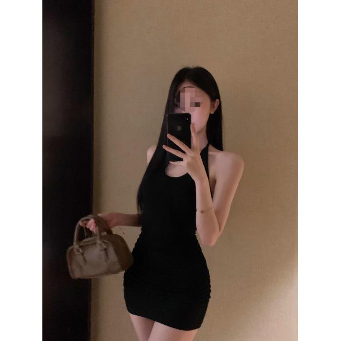 

Платье облегающего кроя с завязками на шее: Сексуальный, Подчеркивающий талию, Облегающий бедра летний стиль S