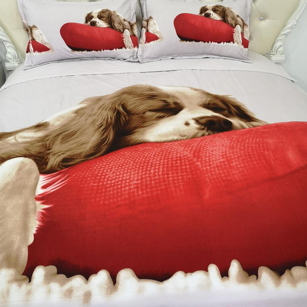 3D Print Pet Dog Bed Sets For Girl Duvetcover 2pcs Pillowcase Super Soft Comfortable Cartoon Kids Bed Quilts Cover Set 2/3 Pcs