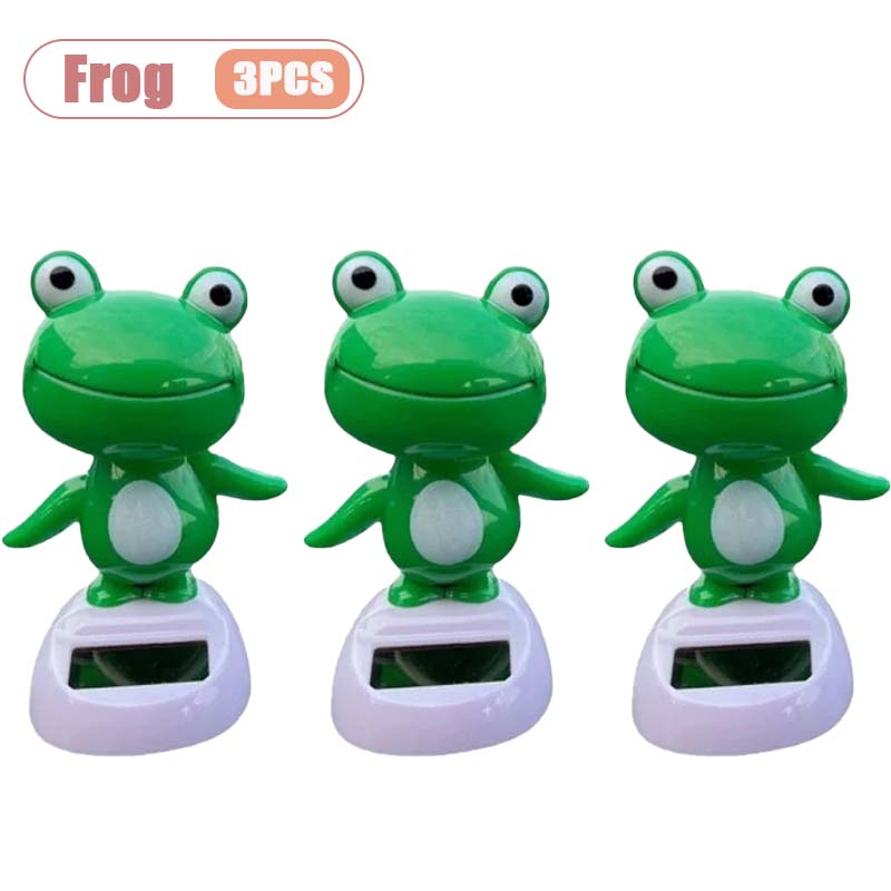 1-10PCS Cute Solar Powered Frog Car Dashboard Decor Animal Figurine Gift for Women Men Auto Interior Ornament Fun Desk Toy