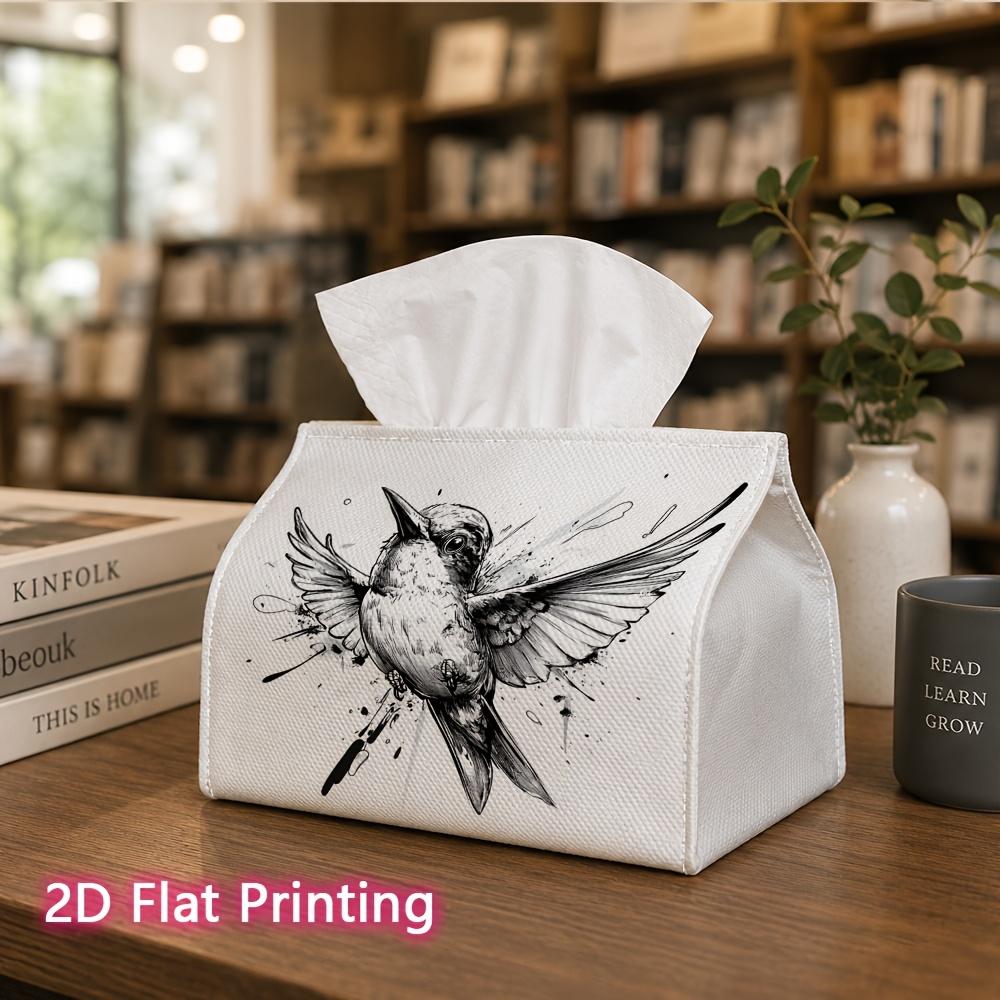 1pc, 2d Flat Printing, Tissue Box Hummingbird Pattern Napkin Dispenser, Suitable for Family Gatherings, Car Decorationr, Decorative Tissue Storage, Li