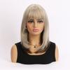 Synthetic Hair Wigs Short Bob Wig Bangs White Women Mixed Brown Straight Natural Mommy Wig Old Lady Costume Female Daily
