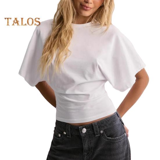 

Женская однотонная футболка с круглым вырезом, дышащая, повседневная, летняя, с коротким рукавом, футболка для работы, повседневной носки, вечеринок S белый