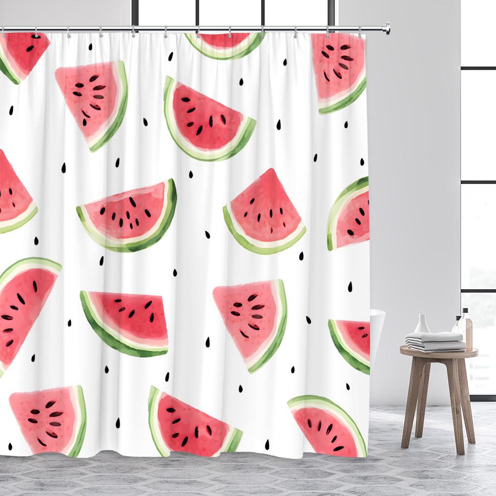 Tropical Fruits Shower Curtains Red Strawberry Lemon Pineapple Blueberry Cherry Bath Curtain Polyester Bathroom Decor With Hooks