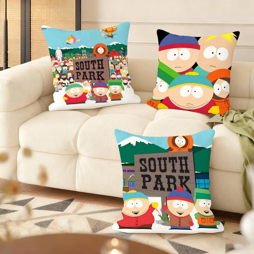 Funny Anime S-Souths P-Park Cushion Cover Soft Plush Double-Sided Printed Sofa Pillow Cushion Cover | Cozy All-Season Decor Gift