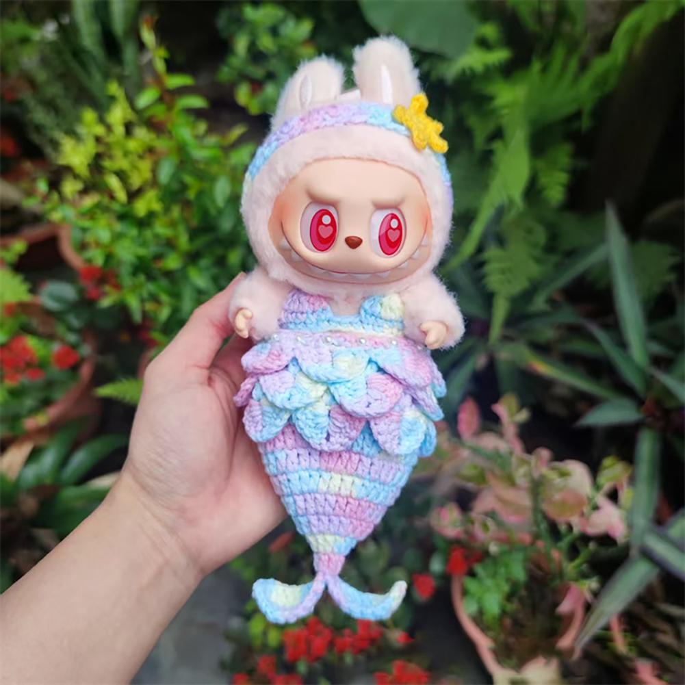 For 17cm Labubu Doll Clothes Fashion Clothes Swimwear Mermaid Clothes Color Match Cherry Suit Dolls Accessories Cute Decoration Little Clothes