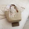 Sacs à bandoulière tissés en paille à fermeture éclair grande capacité Fashi Casual Simples Polyvalents Sacs fourre-tout Doux Jeunesse pour Femmes