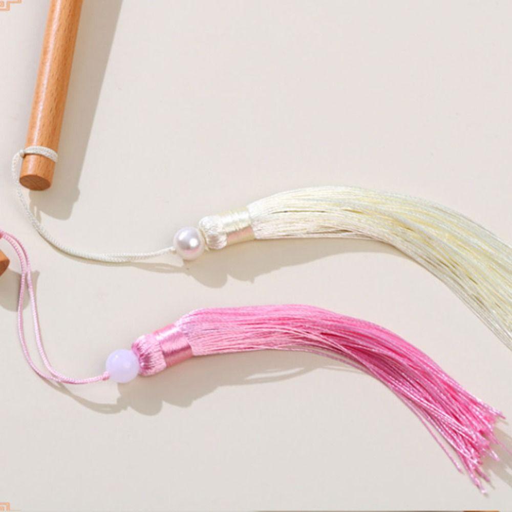 Handheld Embroidery Fan Tassels Silk Fan Classical Chinese Style Round Fan  Home Decor
