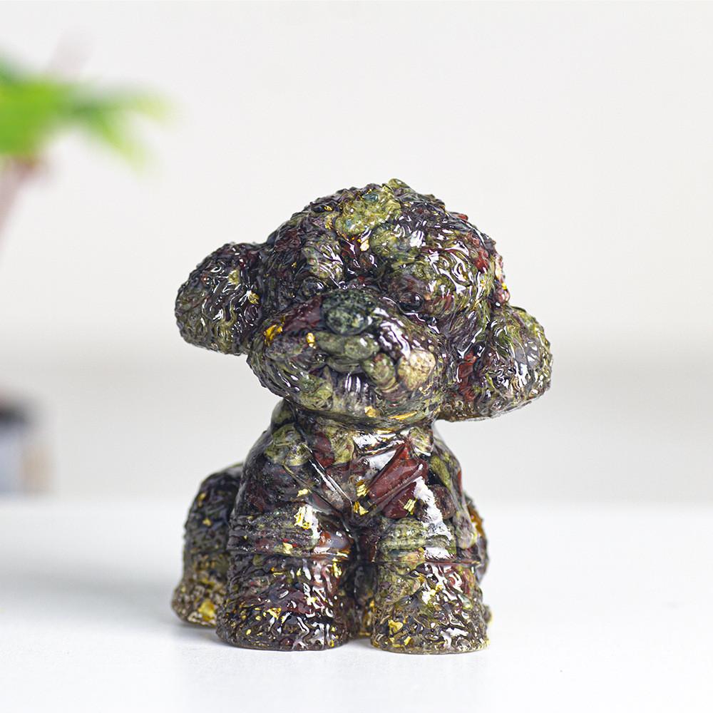 Figurine Chien Teddy Art Résine Décoration Cristal Pour Cadeau Et Décoration Intérieure