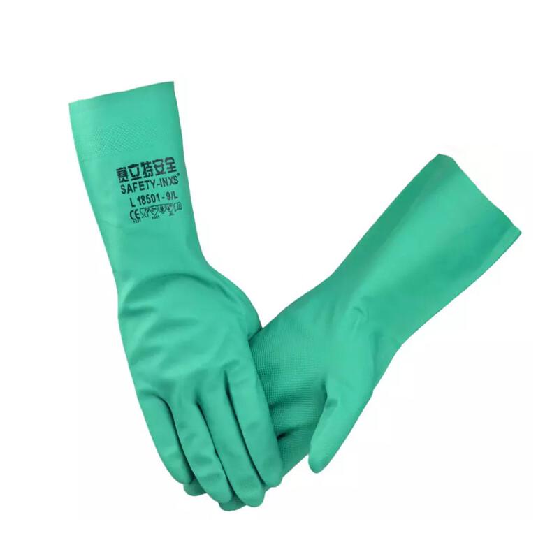 SAFETY-INXS L18501 Green Nitrile Chemical Resistant Gloves (10 Pairs)