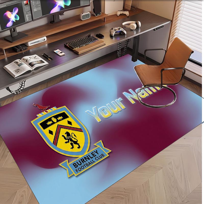 Personalized Crystal Velvet Carpet Burnley Football Pattern Non Slip Floor Rug