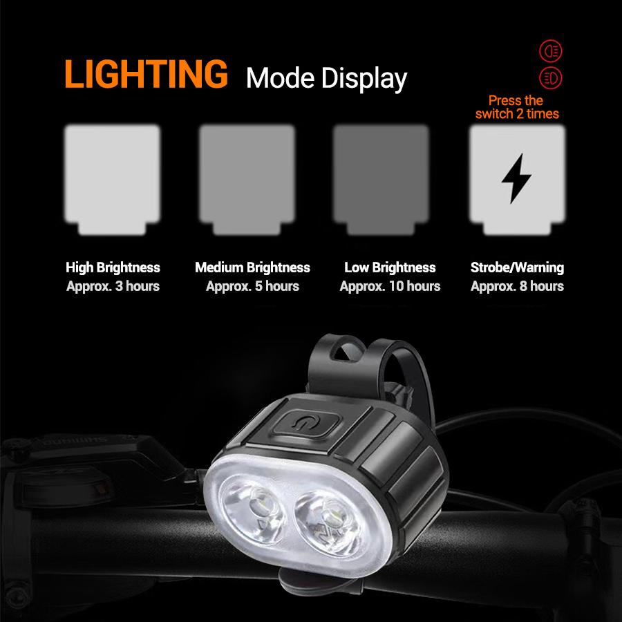Bicycle Front & Rear Light USB Rechargeable LED Headlight Taillight Portable Floodlight Cycling Night Riding Lighting Accessory