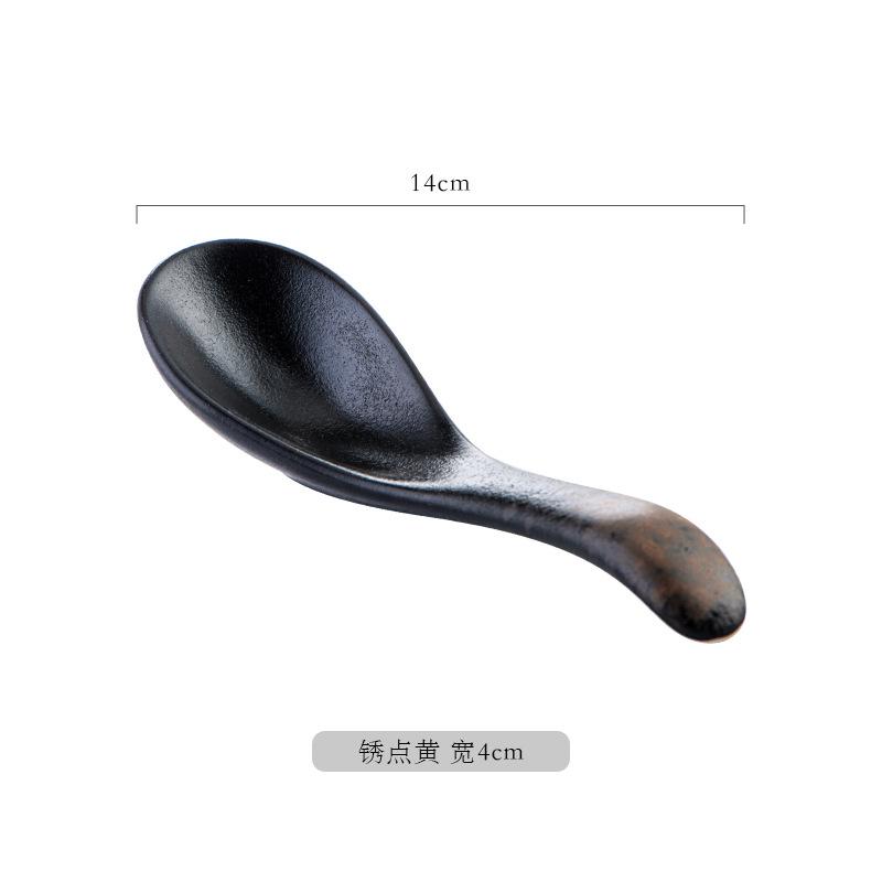 

Ceramics Spoon Japanese Small Blue Handmade Retro Meals Tableware Hotel Dinnerware Household Kitchen Supplies Dinner Service