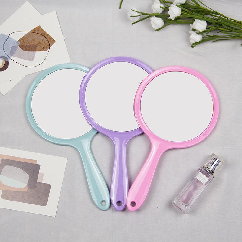 Large Portable Double-Sided Makeup Mirror with Handle - One Side Magnifying, Transparent & Travel-Friendly