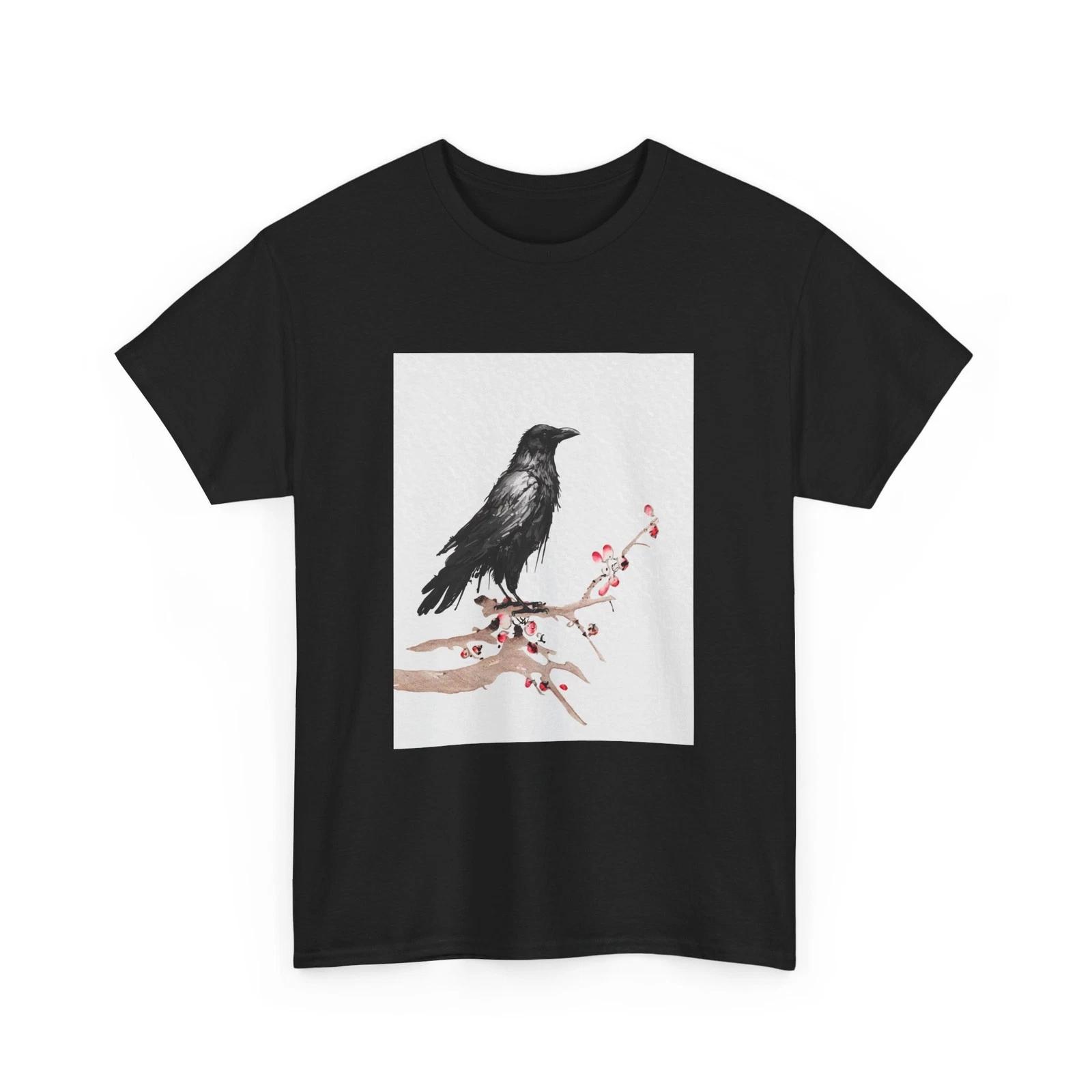 Crow Japanese Art Shirt, Raven Japanese Kyosai Woodblock T-shirt XL
