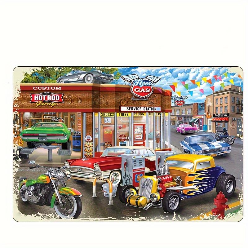 

2D плоский деревянный 30*20 см винтажный знак заправочной станции Hot Rod, прочное настенное искусство, классический дизайн американских автомобилей и мотоциклов, для домашнего офиса, бара, декор 30*20cm