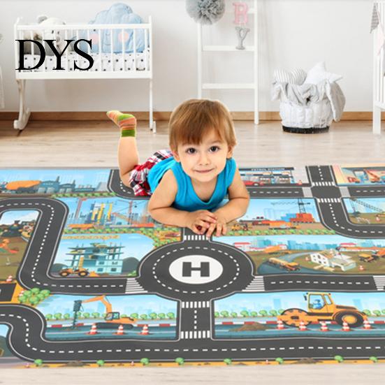 Model Decor Game Mat Identify Ability Vivid Fabric Urban Construction Engineering Small Map Toy for Kids Road Sign