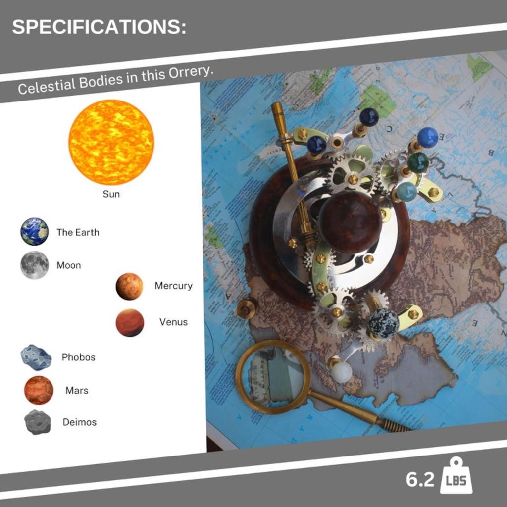 Vintage Dekor Orrery, Goldenes Kunst-Meisterwerk VINTAGE Dekor, Ein luxuriöses und einzigartiges Kunstwerk, ein einzigartiges Geschenk für den Ehemann