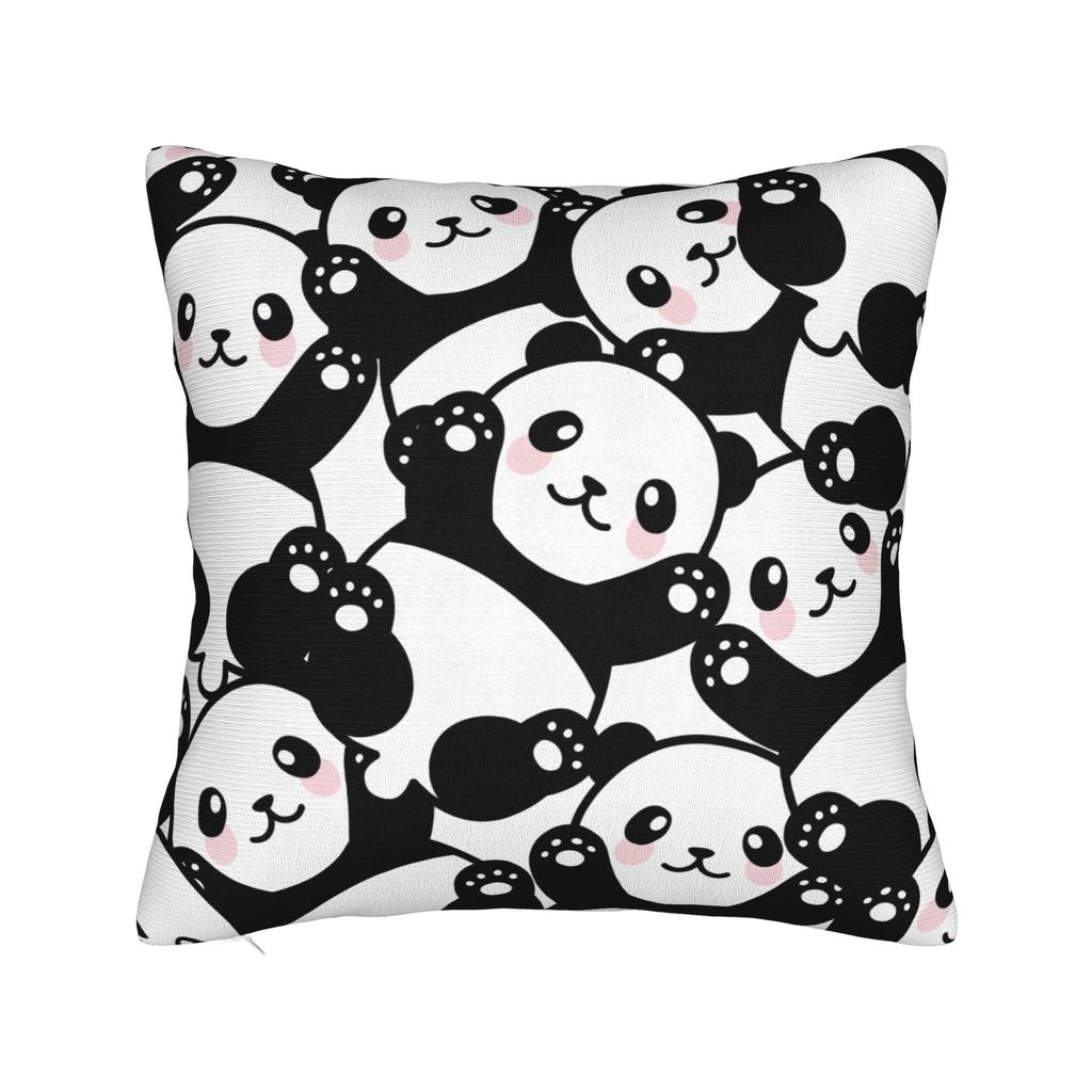 Sushi Panda Square Pillow Case Food Cushion Cover Vintage Polyester Decorative Throw Pillow Case Cover For Home 40*40Cm