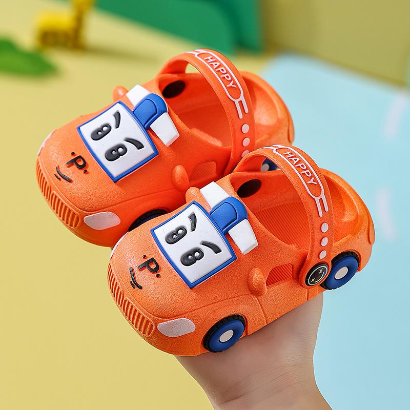 New Children's Slippers Summer Boys' and Girls' Cartoon Car Baby Slippers Indoor and Outdoor Anti Slip Soft Sole Slippers