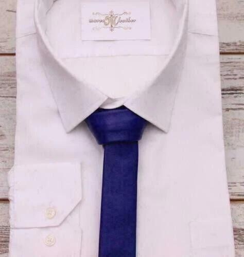 Wedding Blue Leather New Real Genuine Lambskin Partywear Stylish Neck Tie Men