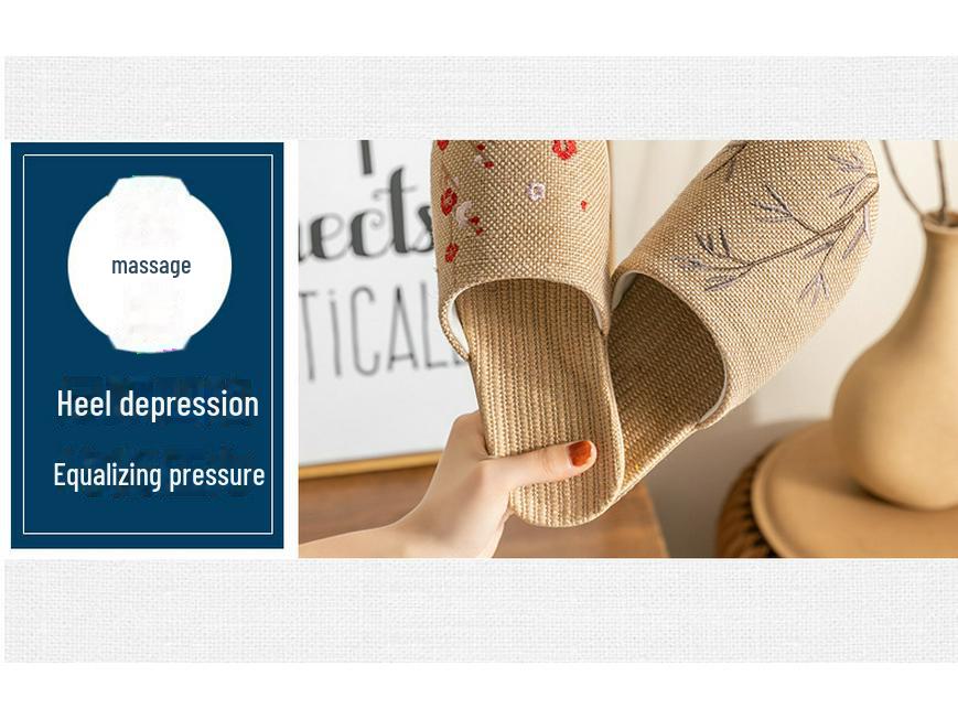 Chinese Style Linen Slippers: Non-Slip Indoor Sandals for Couples - Perfect for Spring and Summer