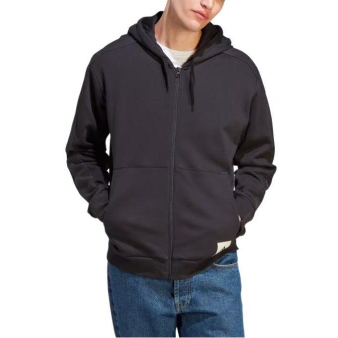 Adidas Lounge Sweatshirts Men's Black Hooded Moderate Cardigan IQ3422