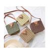 Modische Schlichte Umhängetasche Strohgewebt Bonbonfarbe Quadratisch Niedlich Strand Rattan Crossbody Box