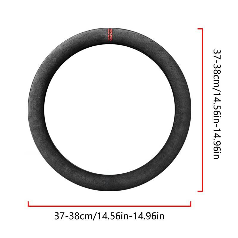 Lenkradschoner Universal Rindsleder Wildleder Lenkradbezug Wickel 37-38Cm Atmungsaktive Lenkradbezüge