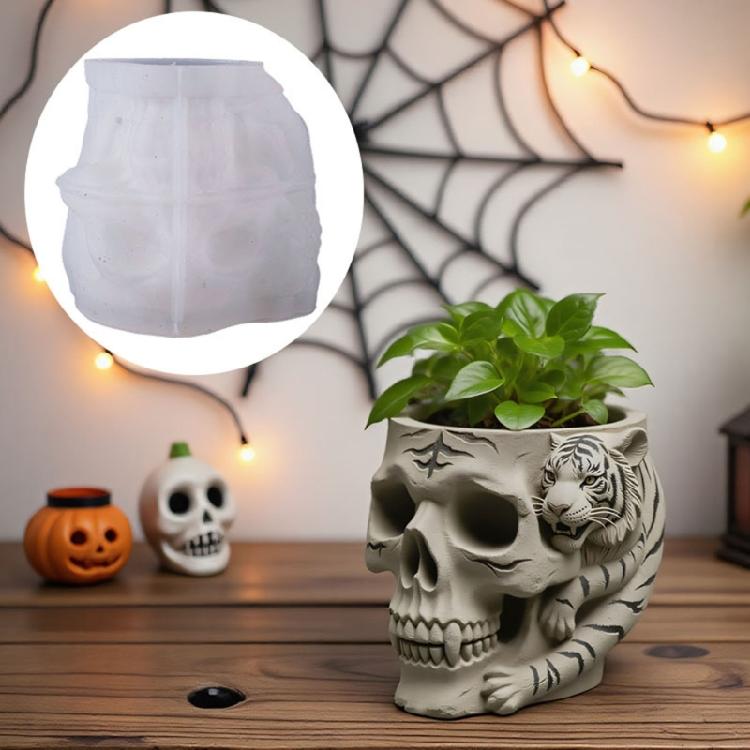 Flexible Silicone Skull Shape Molds Resin Jewelry Candle Holder Decorative Succulent Planter for Home Office Decorating
