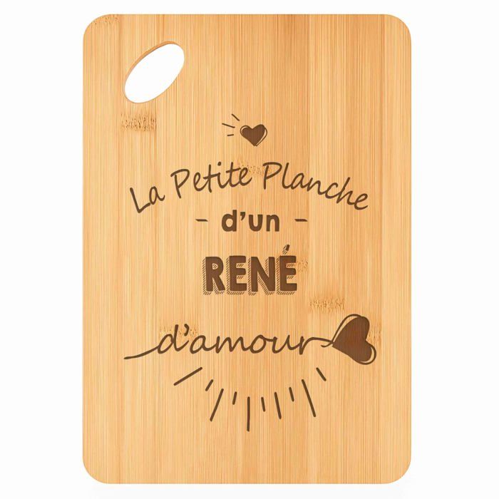 Planche à découper / Plateau apéro - PLANETEE - René d'amour - Bambou - 30x20x1 cm - Bords arrondis